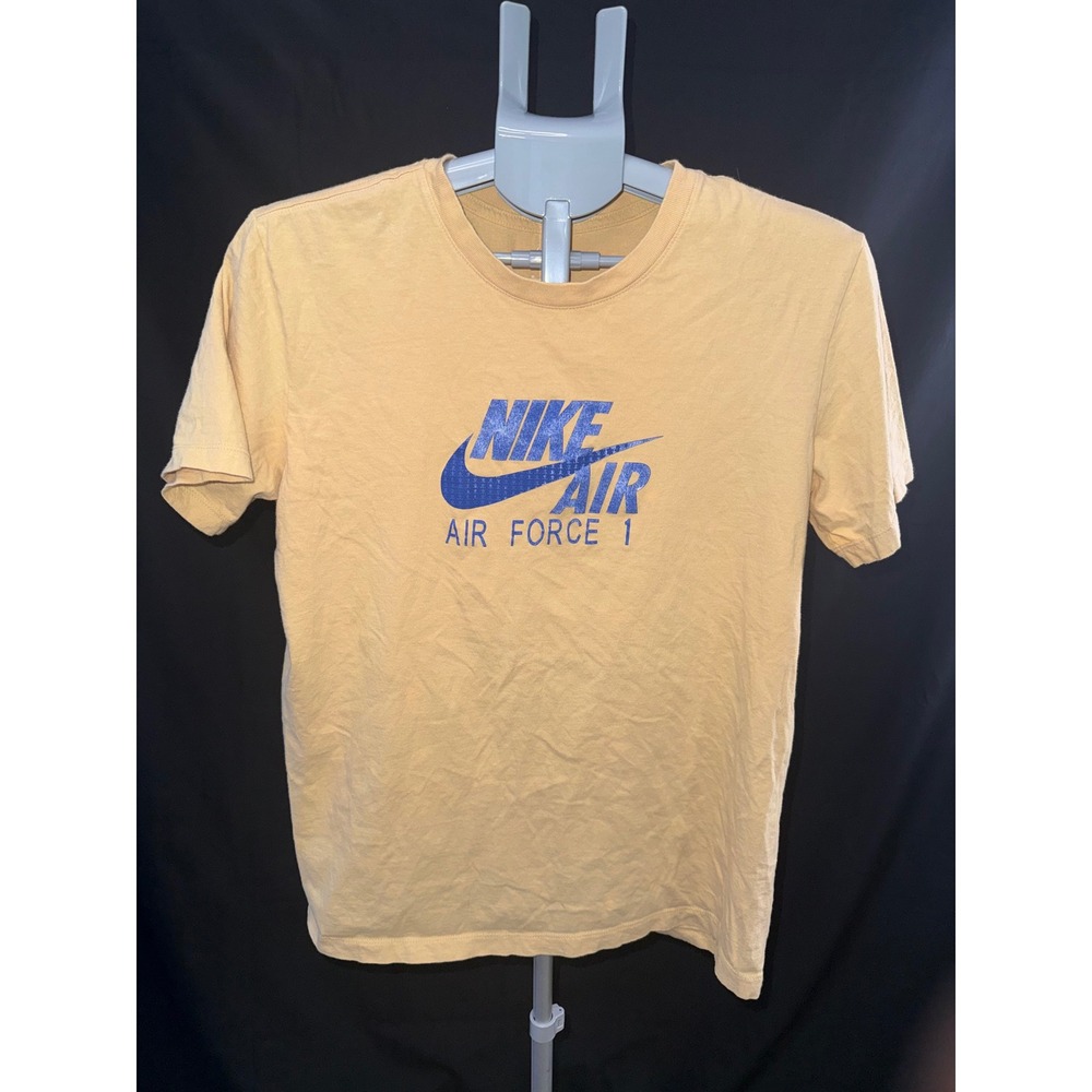 Nike Air Force 1 Graphic T-Shirt Mens Medium Yellow Blue Logo Short Sleeve Tee
